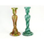 GLASS CANDLESTICKS.