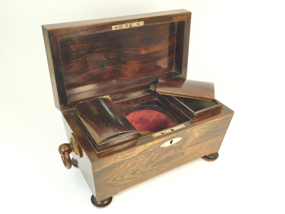 ROSEWOOD TEA CHEST. - Image 2 of 3