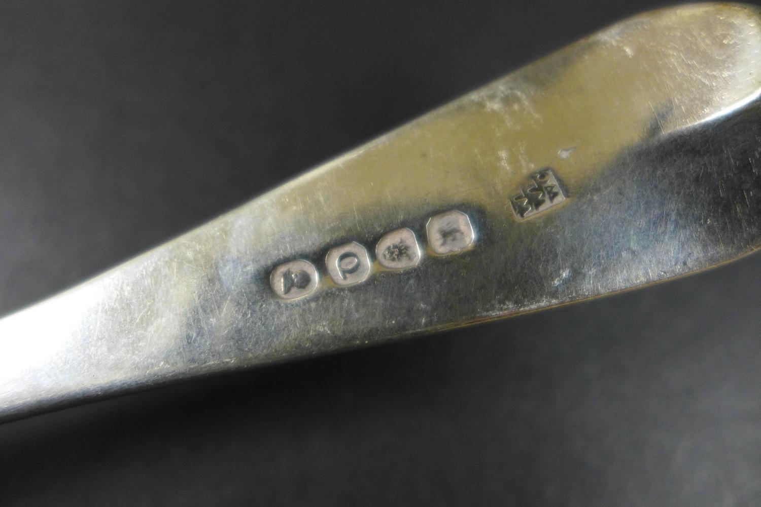 A group of four Georgian silver tablespoons, three with engraved 'AN' monogram to handles, - Image 8 of 8