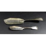 A Victorian silver fish slice, with pierced decoration, Mary Chawner, London 1838, 31cm long,
