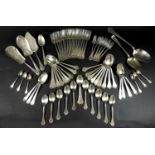 A large collection of Danish silver plated flatware, comprising of two part sets, forty nine