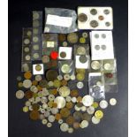 A collection of British and World coins, including five medieval silver hammered coins, a George