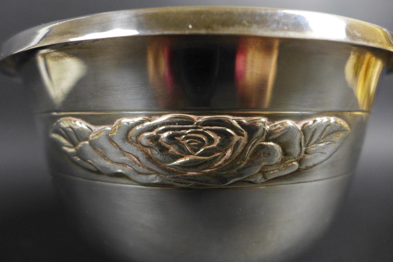 An Elizabeth II silver Asprey rose bowl, with applied relief rose decoration to one side, raised - Image 6 of 9