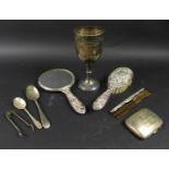 A group of silver items, a George V, silver trophy goblet, inscribed 'The Charles Boivin Challenge