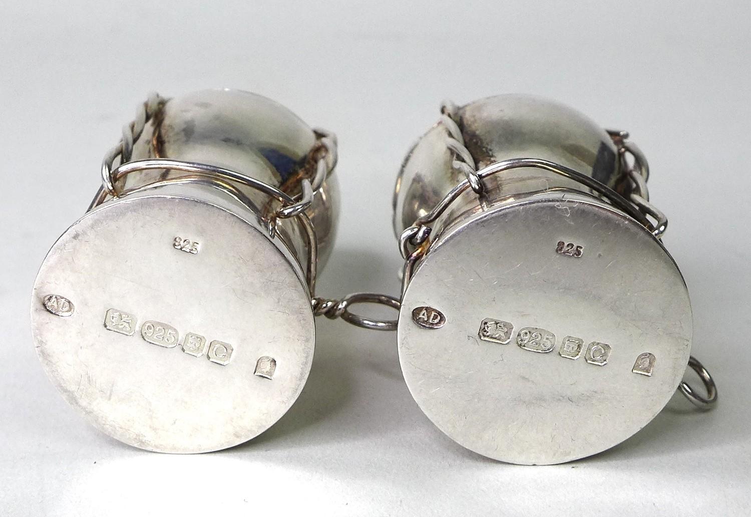 A pair of contemporary silver novelty salt and pepper pots, modelled as champagne corks, AD, - Image 5 of 5