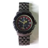 A Tag Heuer Professional 200m steel cased gentleman's wristwatch, circular black dial with red