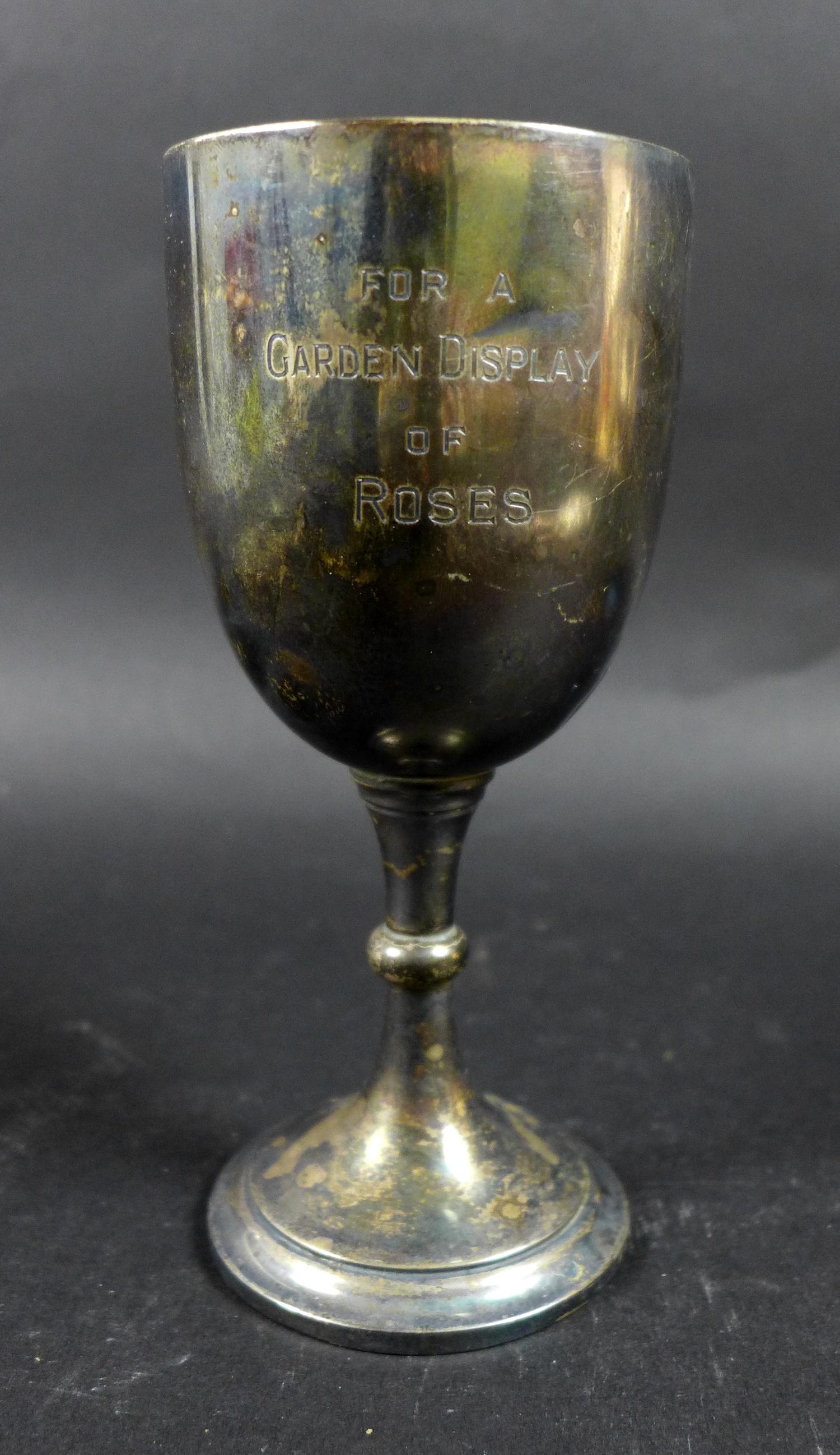 A group of silver items, a George V, silver trophy goblet, inscribed 'The Charles Boivin Challenge - Image 3 of 10