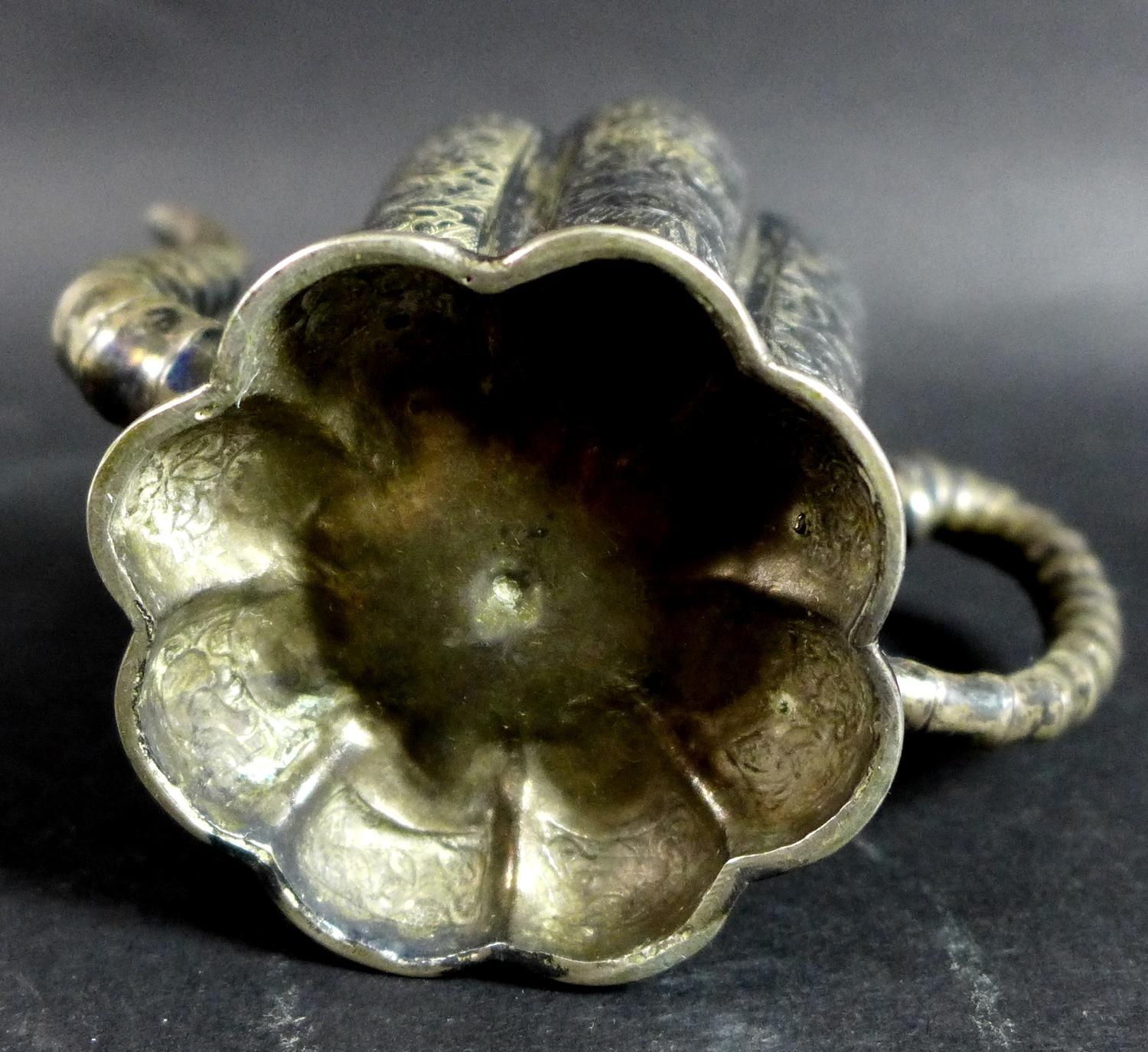 A 19th century Chinese silver wine pot, of lobed tapering form, the cover with shi shi finial, - Image 11 of 12