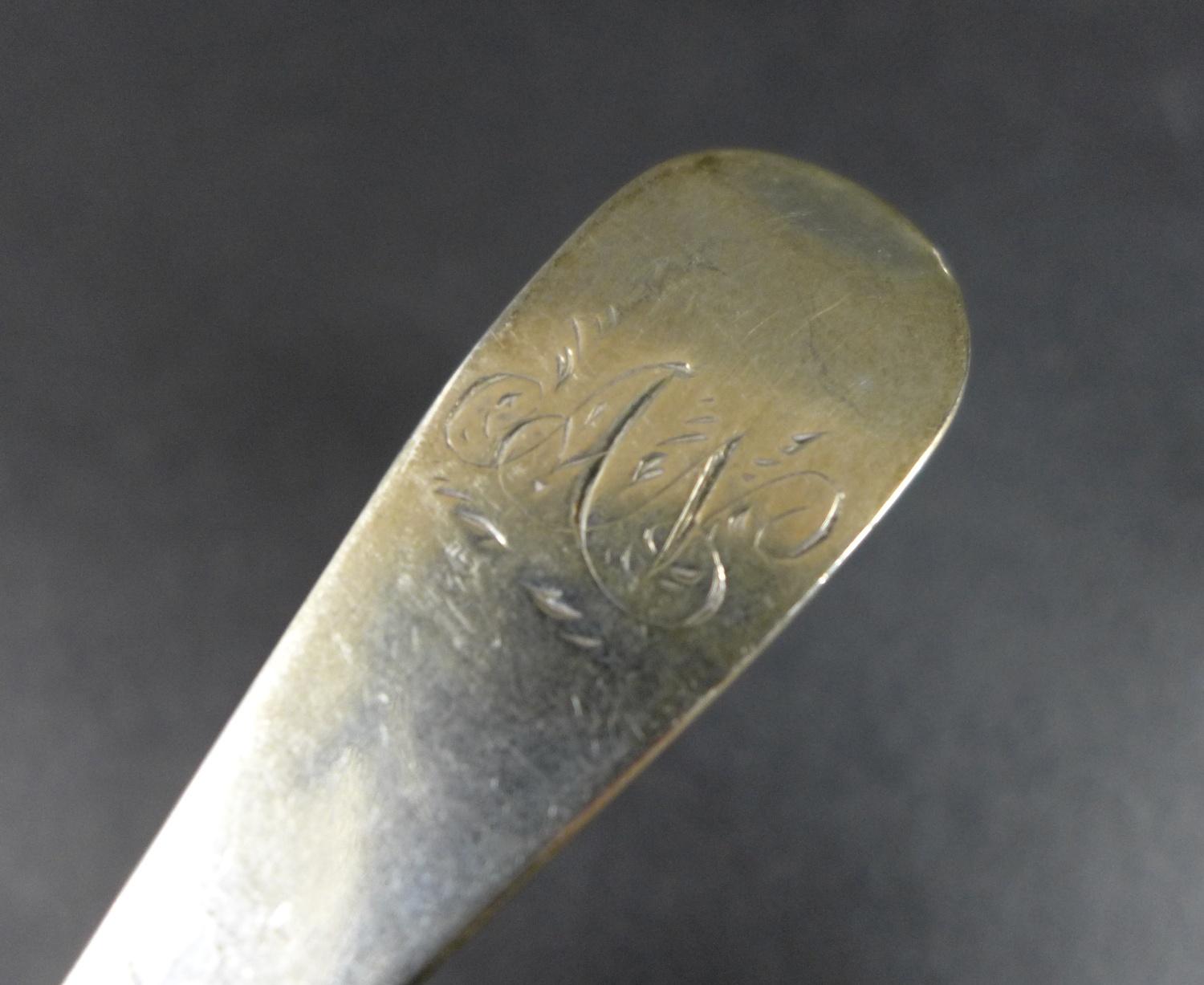 A group of four Georgian silver tablespoons, three with engraved 'AN' monogram to handles, - Image 5 of 8