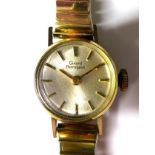 A vintage Girard Perregaux gold plated and steel cased lady's wristwatch, circa 1970, circular pearl