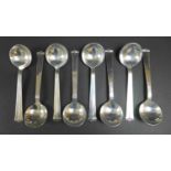 A set of eight mid-20th century Danish 826 silver soup spoons, bearing maker's mark Carl M. Cohr,