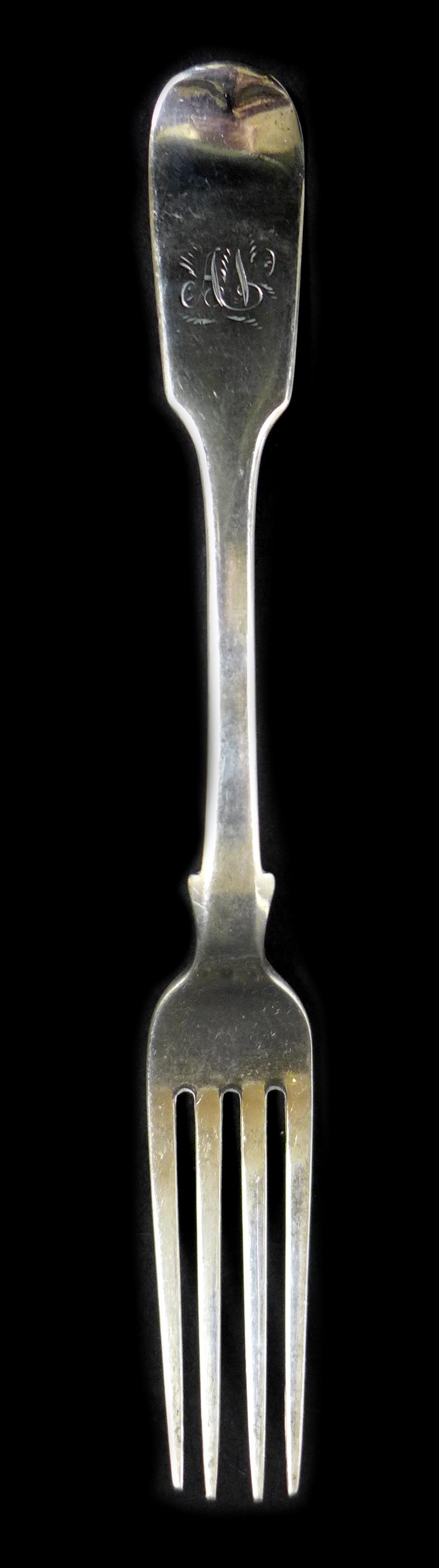 Six Victorian silver forks, with 'A N' monogram Lister & Sons, Newcastle 1865, each 20.5cm long, - Image 2 of 4