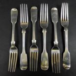 Six Victorian silver forks, with 'A N' monogram Lister & Sons, Newcastle 1865, each 20.5cm long,