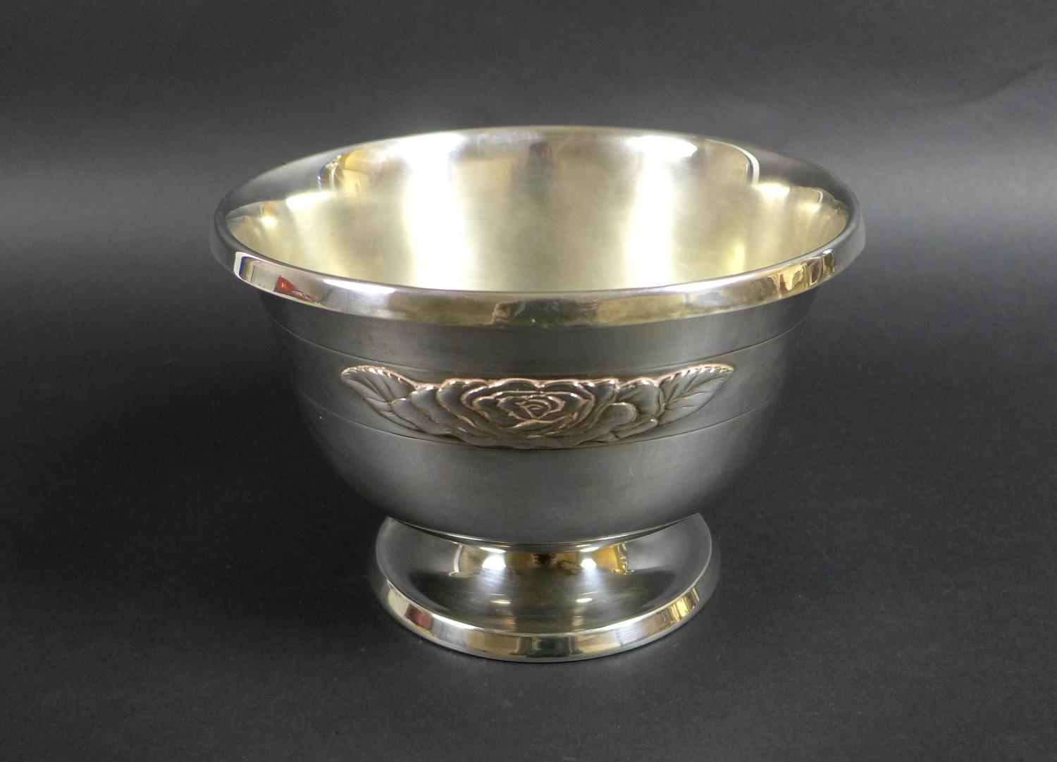 An Elizabeth II silver Asprey rose bowl, with applied relief rose decoration to one side, raised