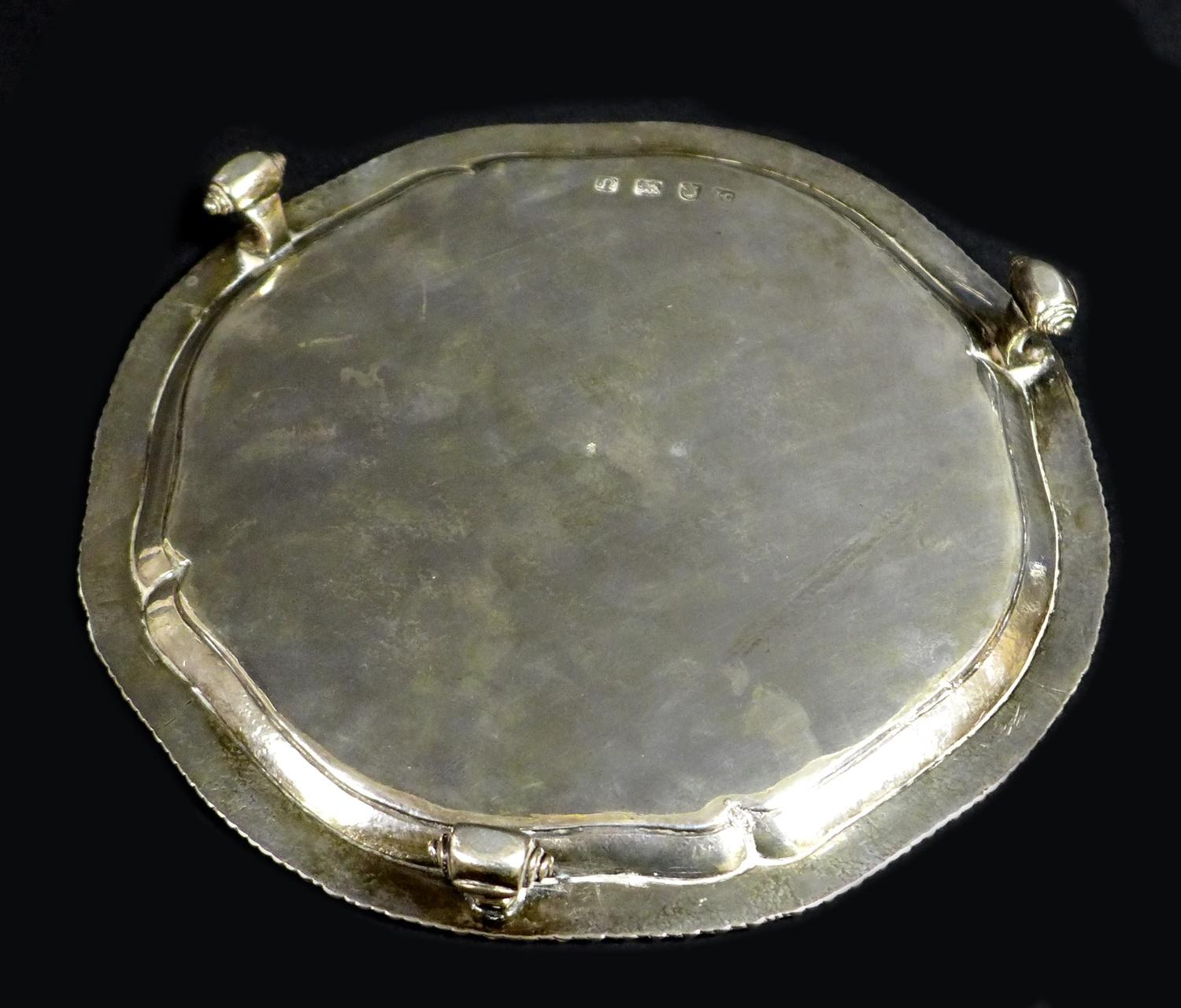 A George III small silver tray, of octagonal form with reeded rim, three scroll feet, maker's - Image 6 of 6