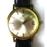 An 18k gold cased Cyma Autorotor gentlemen's wristwatch, circa 1960, circular silvered dial with