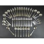 A part set of forty four pieces of Georg Jensen 'Continental Antik' pattern, Danish silver flatware,