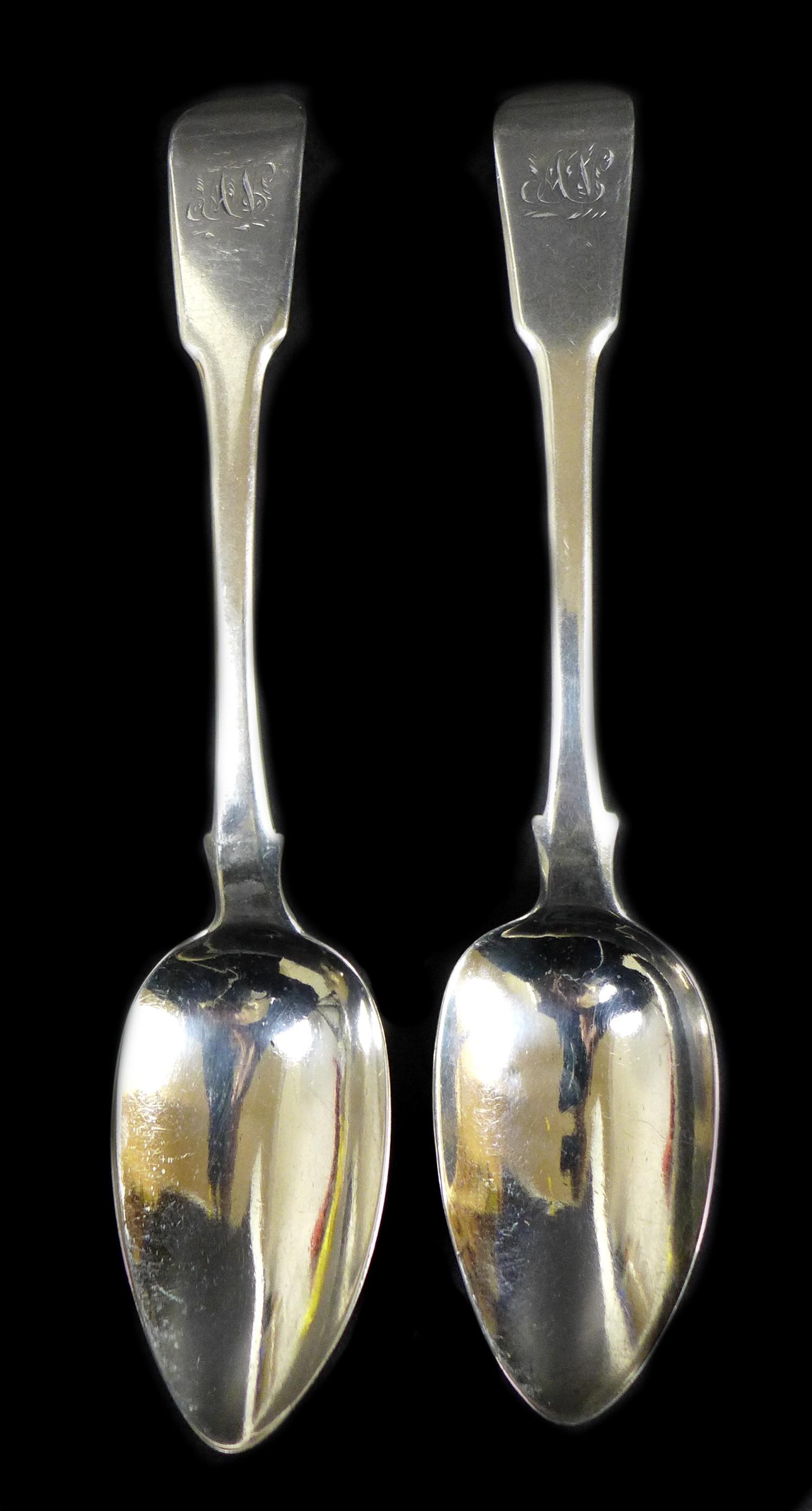 A group of four Georgian silver tablespoons, three with engraved 'AN' monogram to handles, - Image 2 of 8