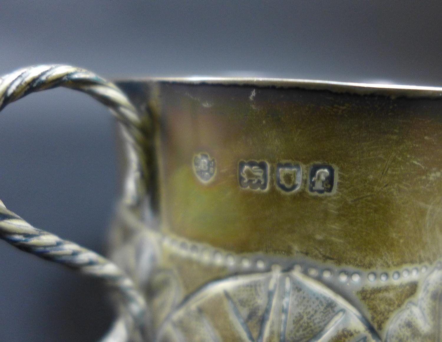 A group of silver items, including a Victorian twin handled Christening cup with gadrooned - Image 6 of 14