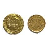 A George III gold quarter guinea, 1762, 2.1g, 15.5mm, together with a United States of America 1