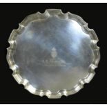 A George V silver tray, with inscription 'Presented to C. H. Sansom Esq. By the Officers of the