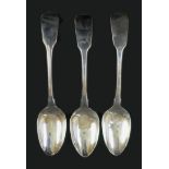 A George IV silver table spoon, William Eaton, London 1822, and two William IV table spoons, William