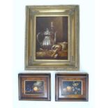 A pair of modern still life studies, each signed 'Szabo' lower left, oils on board, 12 by 17cm,
