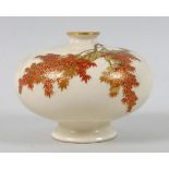 A fine Japanese Satsuma pottery miniature vase by Yabu Meizan, Meiji period, of compressed ovoid