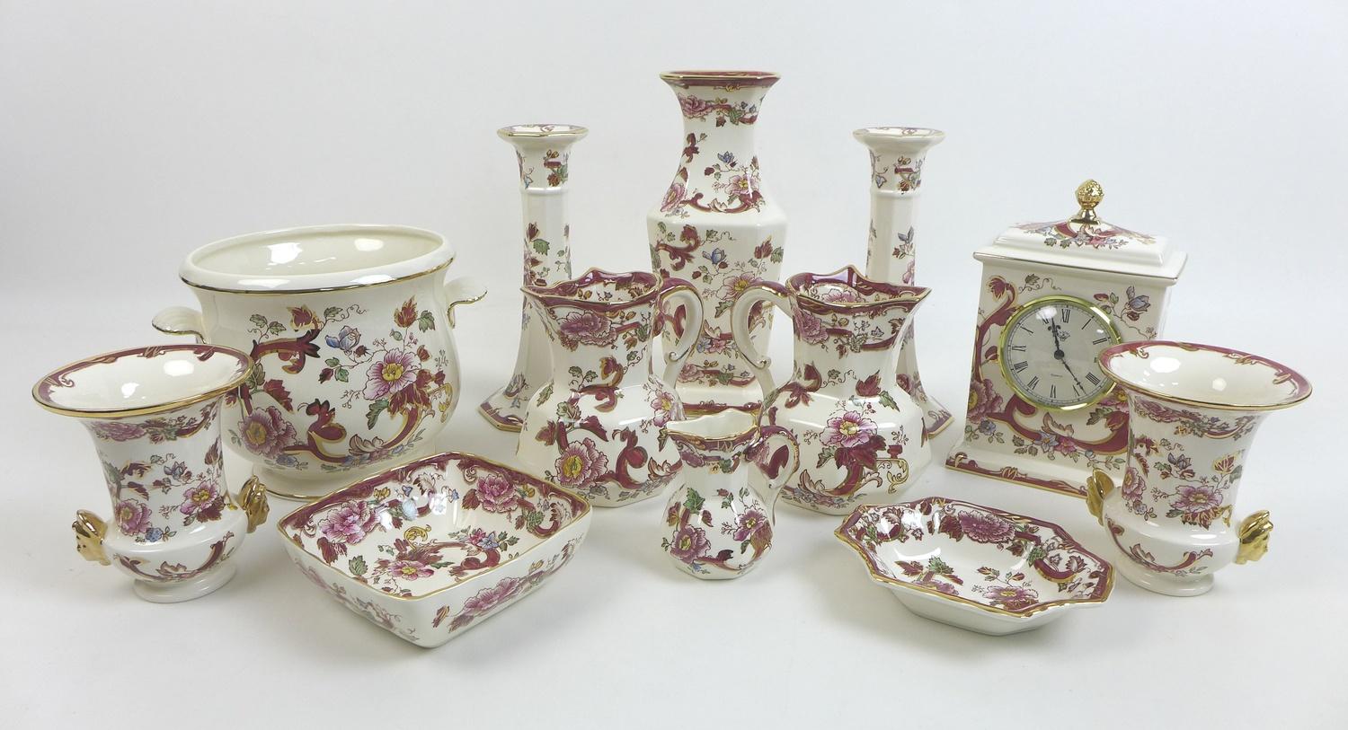 A group of twelve pieces of Masons Ironstone china, all decorated in the Mandalay Red pattern,