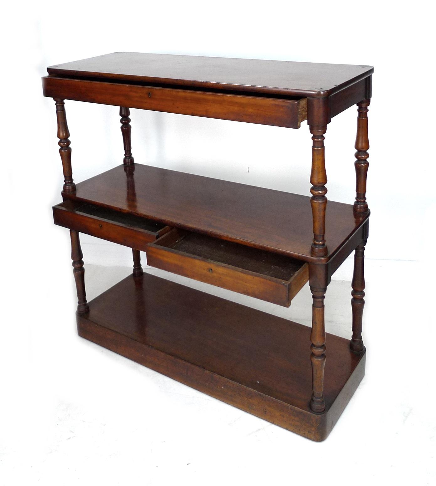 A Victorian mahogany buffet server, with turned supports to each corner, a single drawer to its - Image 3 of 3