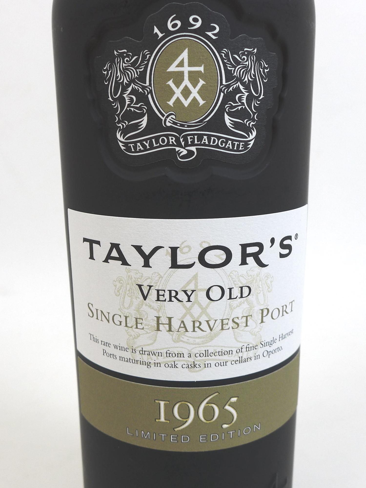 A limited edition bottle of Taylor's 'Very Old Single Harvest 1965' port, with wooden presentation - Image 2 of 5