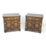 A pair of modern stained oak bedside cabinets by Titchmarsh & Goodwin, in Georgian style, each