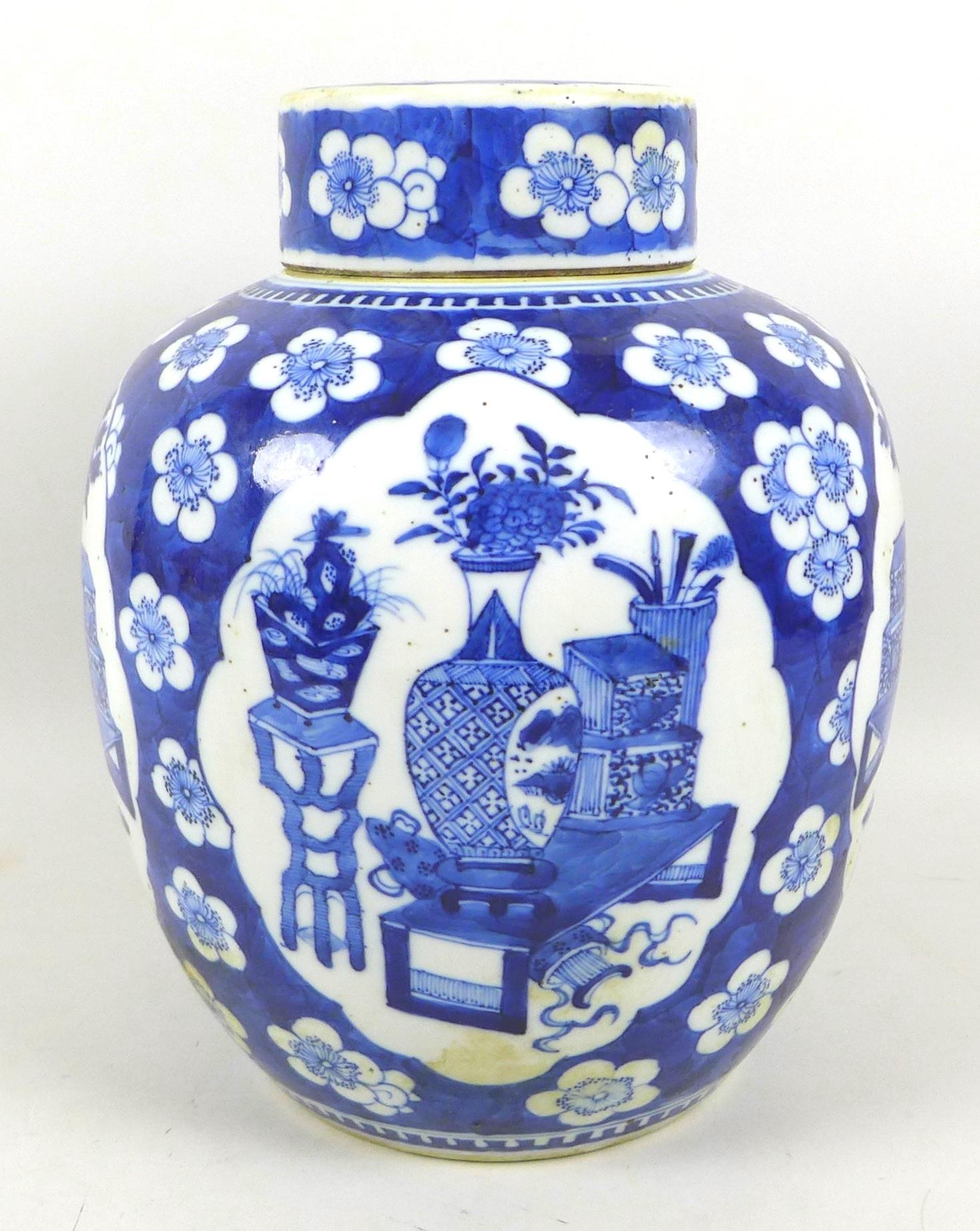 A Chinese Qing Dynasty, 19th century, porcelain large ginger jar and cover, decorated in - Image 4 of 7