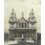 William Walker (1878-1961): St. Paul's cathedral, etching, signed in pencil, 39 by 32cm, mounted,