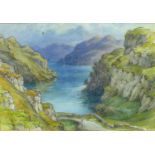 Wilfrid Rene Wood (British, 1888-1976): 'Mountain Landscape & Lake' watercolour, unsigned but with