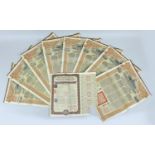 Scripophily: a group of Chinese Government Bond Certificates most with coupon sheets attached,