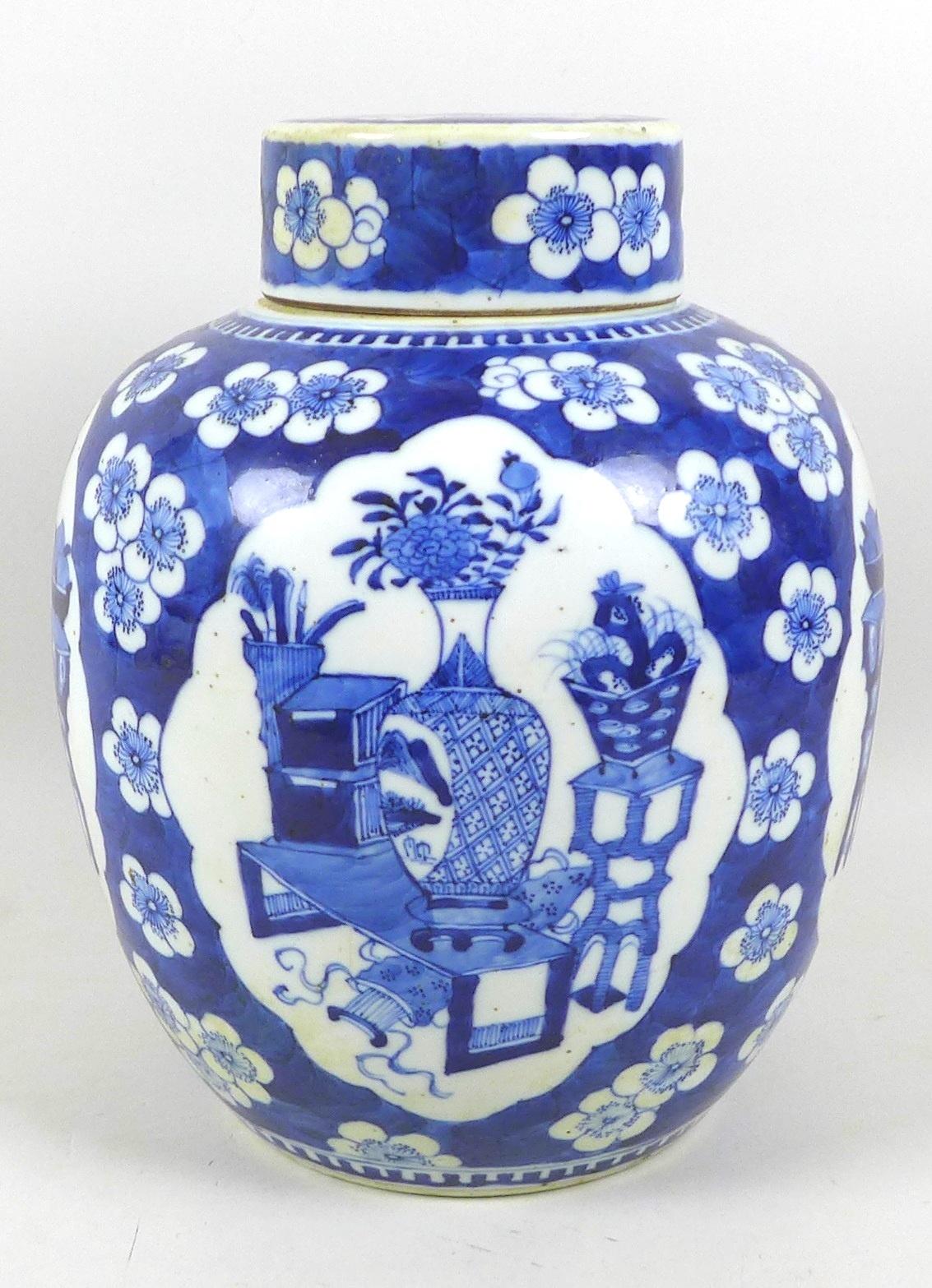 A Chinese Qing Dynasty, 19th century, porcelain large ginger jar and cover, decorated in - Image 3 of 7