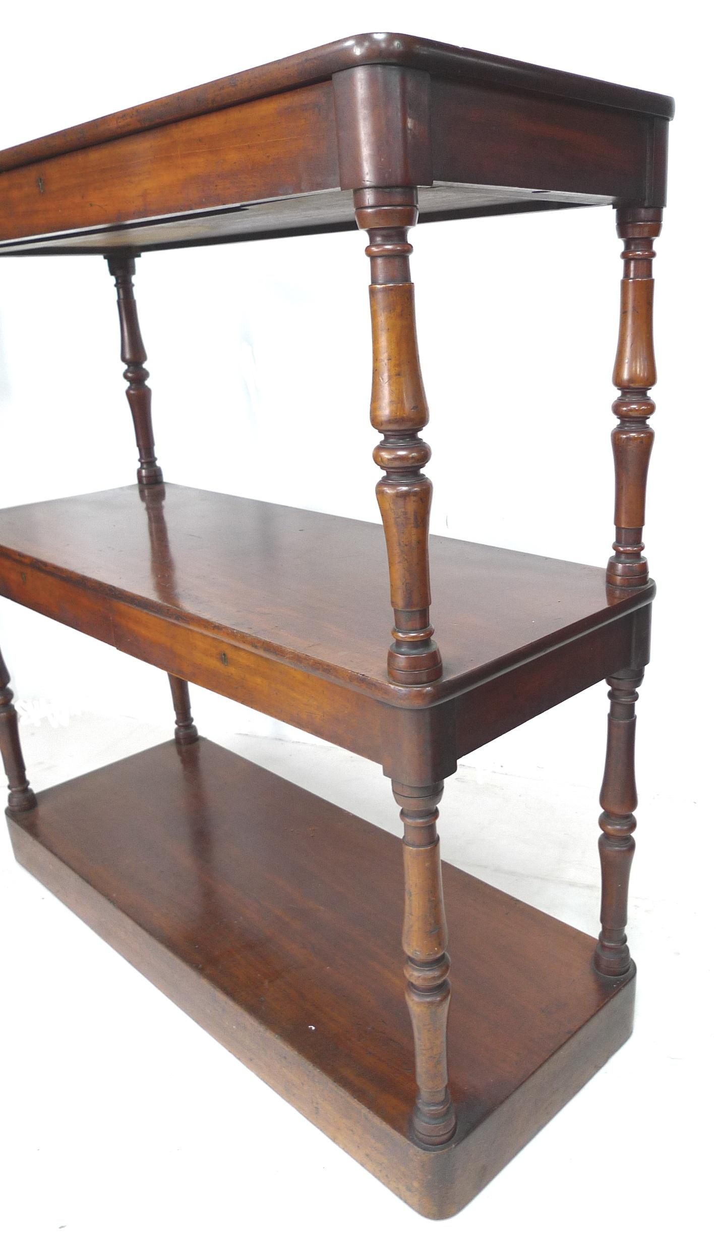 A Victorian mahogany buffet server, with turned supports to each corner, a single drawer to its - Image 2 of 3