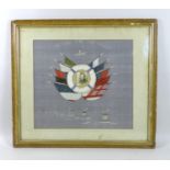 A WWI textile 'Victory for the Allies', with photograph of soldier surrounded by allied flags, a