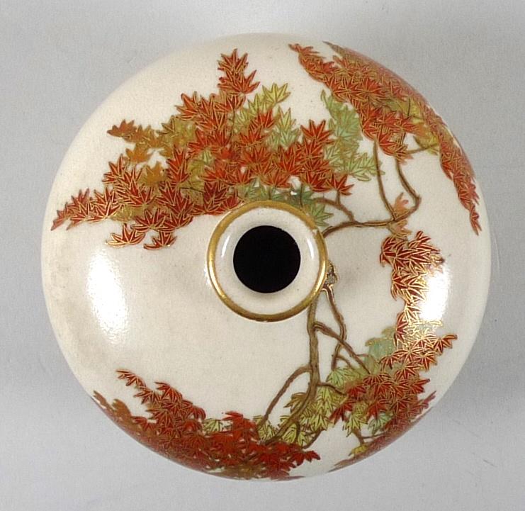 A fine Japanese Satsuma pottery miniature vase by Yabu Meizan, Meiji period, of compressed ovoid - Image 4 of 9