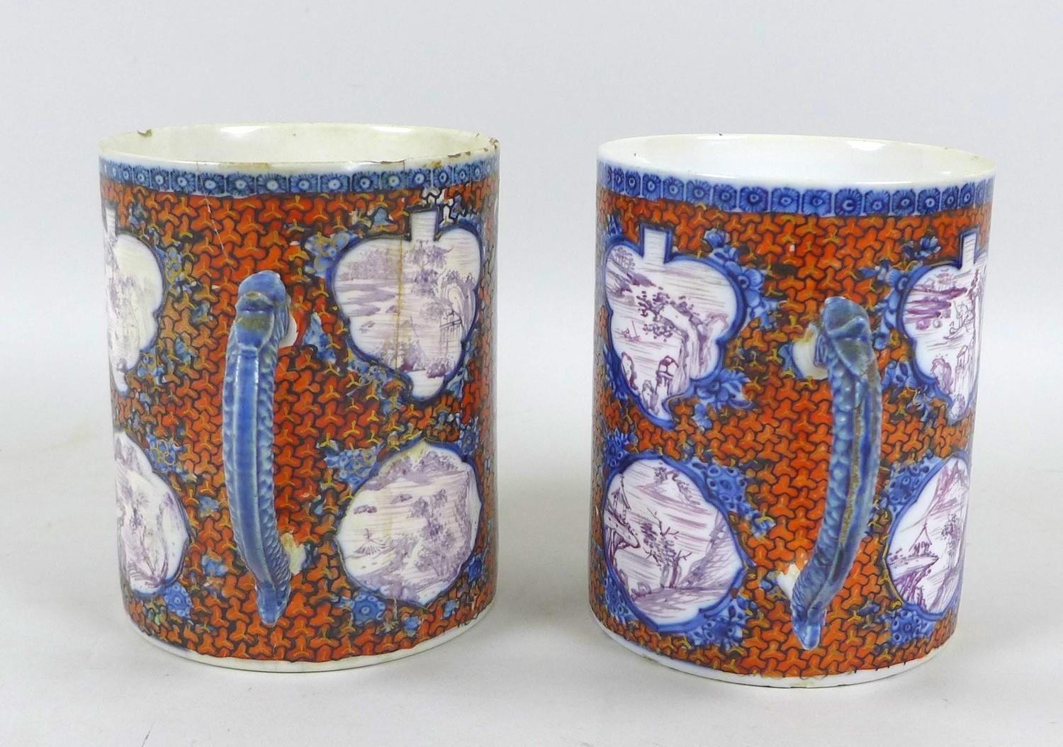 A pair of Chinese Export porcelain tankards, Qing Dynasty, early 19th century, decorated in - Image 6 of 10