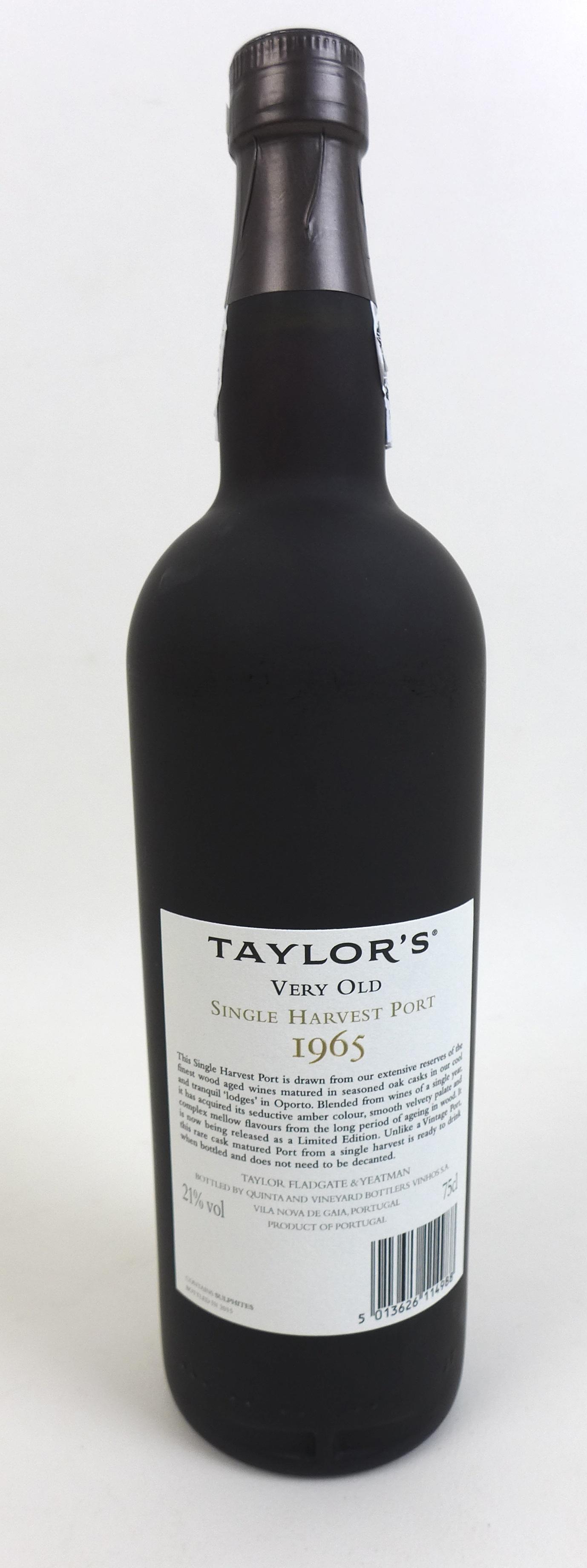 A limited edition bottle of Taylor's 'Very Old Single Harvest 1965' port, with wooden presentation - Image 3 of 5