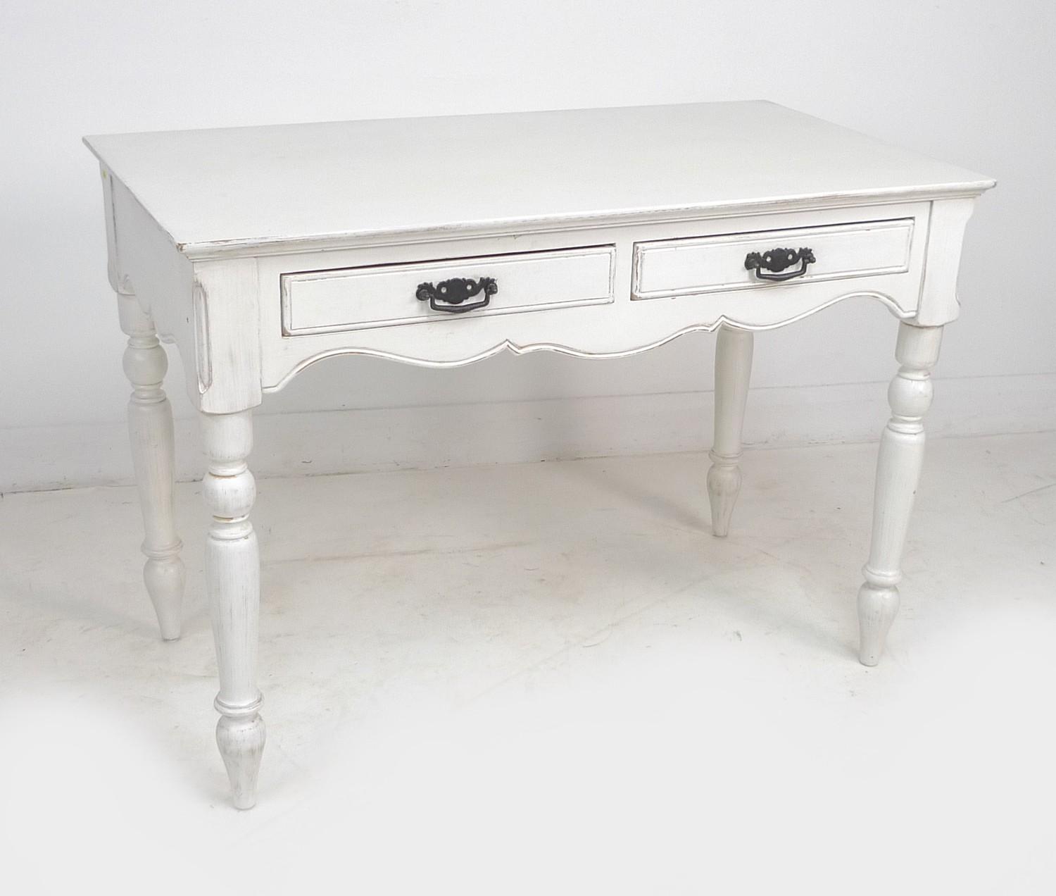 A modern French style white painted side table, by Country Corner, with two frieze drawers and