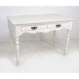 A modern French style white painted side table, by Country Corner, with two frieze drawers and