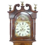A 19th century long case clock by George Bartle, with hand painted arched dial, date aperture, Roman