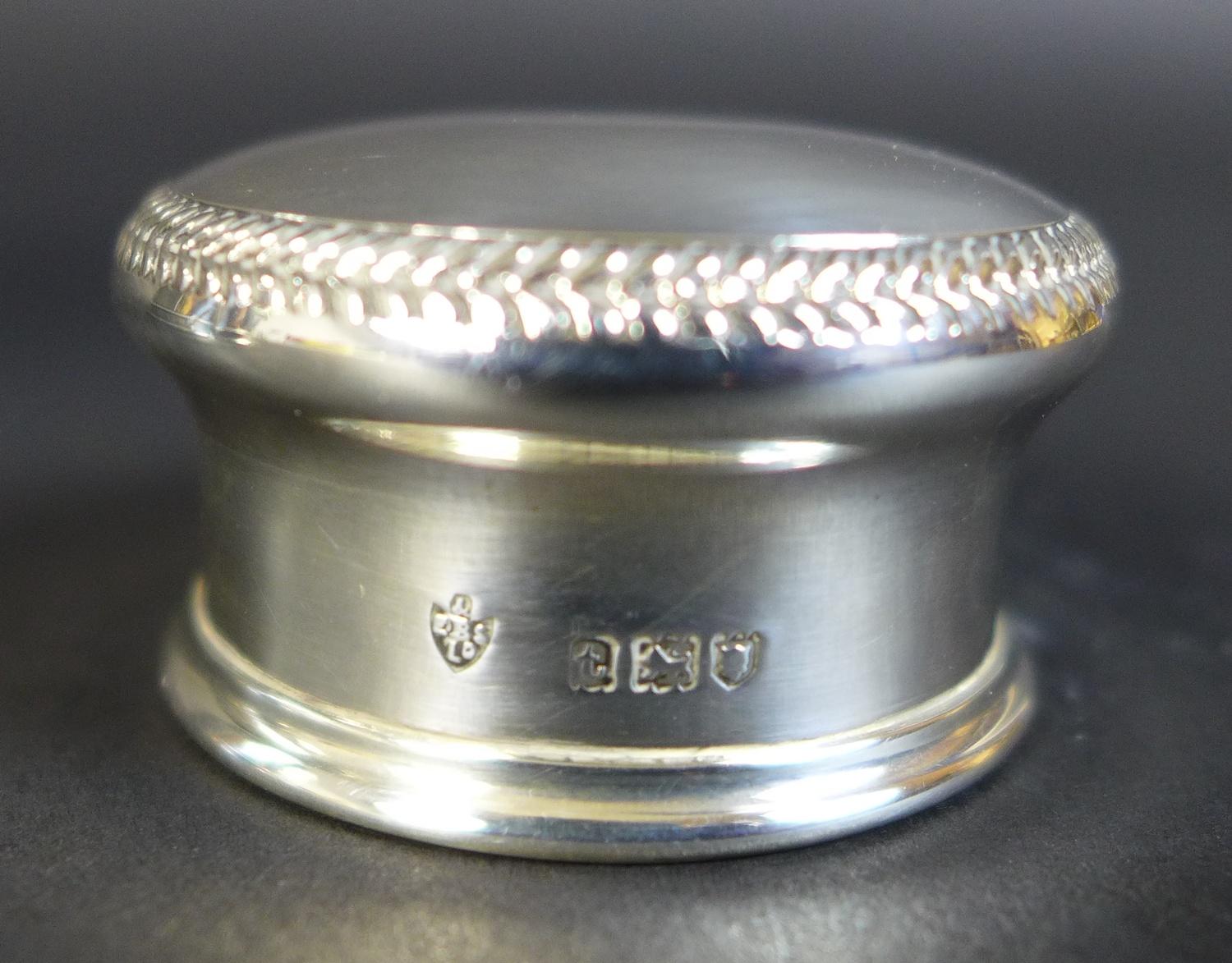 A George V silver dressing table bottle, of cylindrical form with banded body and lift off lid, - Image 8 of 8