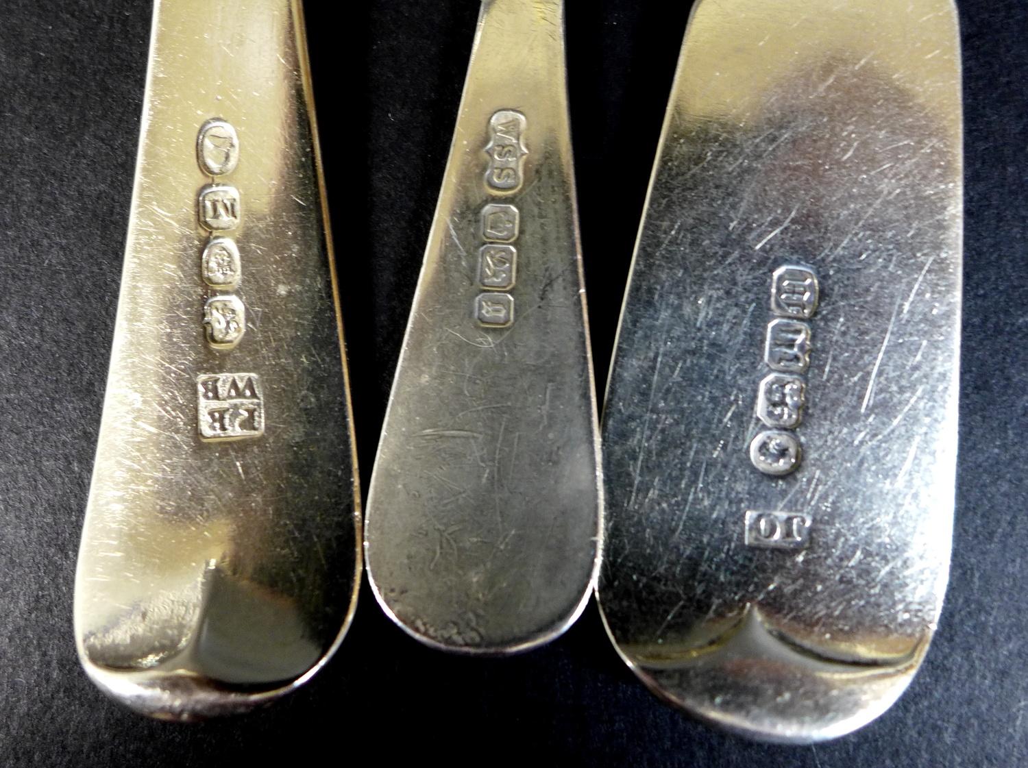 A group of Georgian and later silver flatware comprising a pair of Peter and Anne Bateman sugar - Image 4 of 13