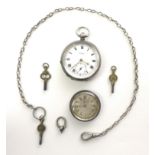 A silver George V open faced key wound pocket watch, by J. G. Graves Sheffield, white dial with