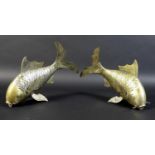 A pair of South East Asian white metal Koi Carp, likely Cambodian Khmer silver, possibly by Sok Leng