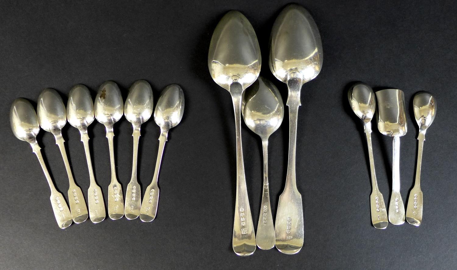 A group of Georgian and later silver flatware comprising a pair of Peter and Anne Bateman sugar - Image 13 of 13